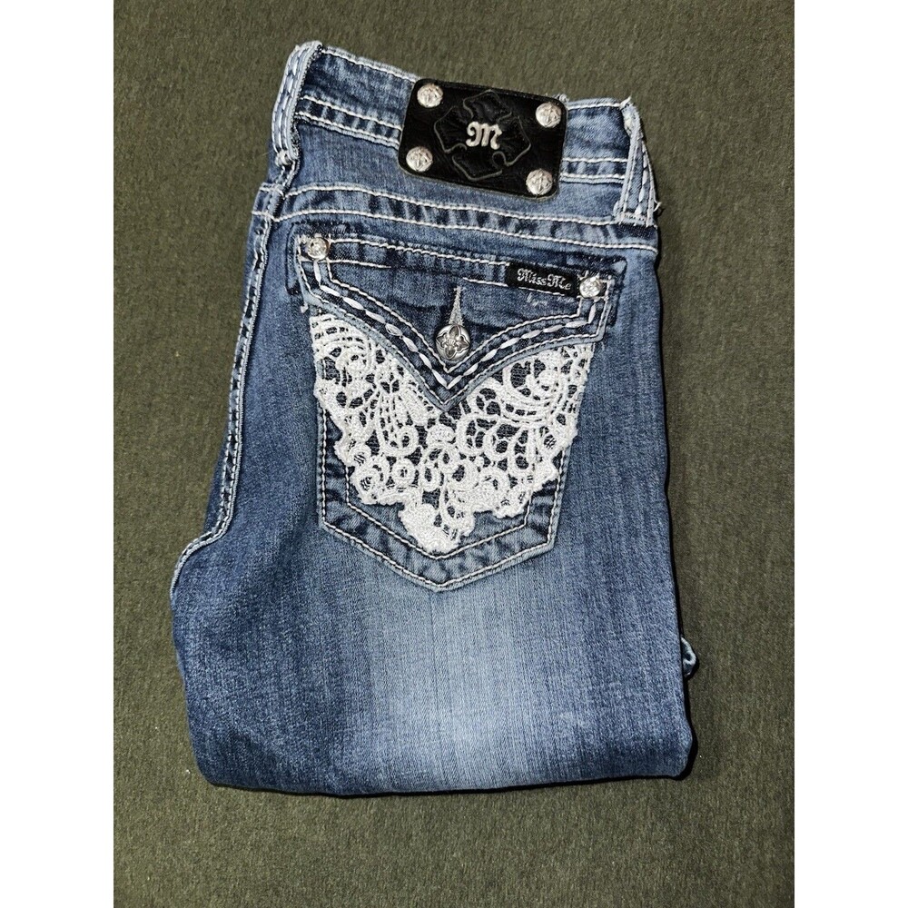 Miss Me Boot Cut Jeans Women Size 29 JW6171B Boot Embroidered Pockets EUC